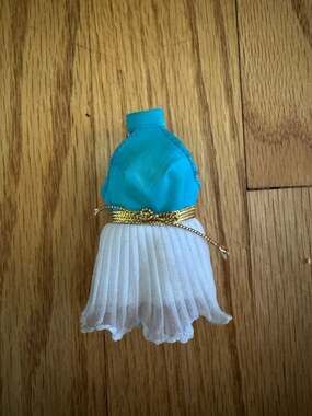 Vintage Topper Dawn Doll Dancing Teal and White Ruffle Halter Dress